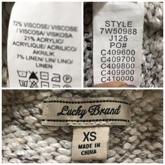 Lucky Brand Marled V-Neck Sweater Size XS, Beige, natural - Picture 4 of 8